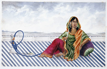 A Watercolour Picture Of A Courtesan Entitled ''Indian Costumes/Mrs Baldock'' von 