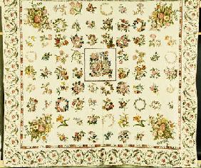 A Pieced And Appliqued Cotton Quilted Coverlet, American, 1844