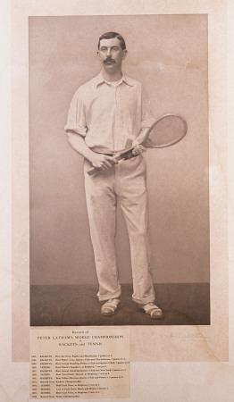 A Signed Pphotograph Of British Racquet And Tennis Champion Peter Latham With A List Of His Titles