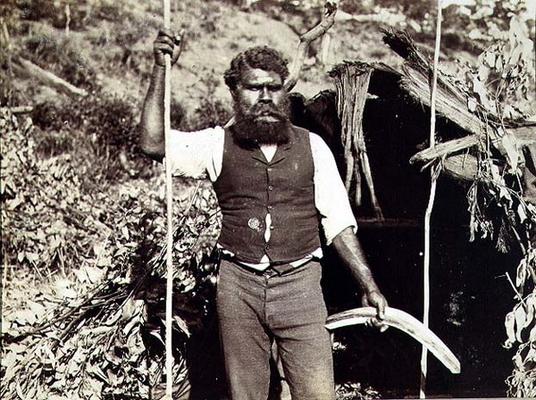 Aborigine with a Boomerang, c.1860s (sepia photo) von 