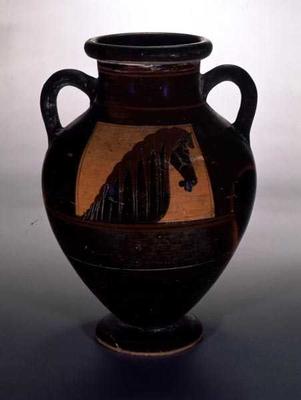 Attic black-figure horse-head amphora, Greek, c.600-550 BC (pottery) von 
