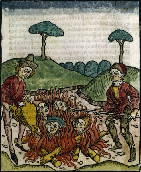 Burning of liars / Woodcut / 1483 von 