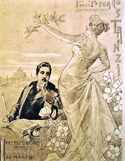 Commemorative Postcard of the first performance of the opera ''Tosca'', by Giacomo Puccini (1858-192 von 
