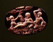 Cameo of Venus with a nymph and a satyr, 1st century BC (agate and onyx) 19th