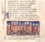 Charlemagne and soldiers in a wooden carriage, 14th century 1889