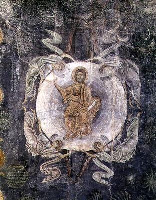 Christ in Majesty surrounded by four angels, ceiling painting, 11th-14th century (fresco) von 