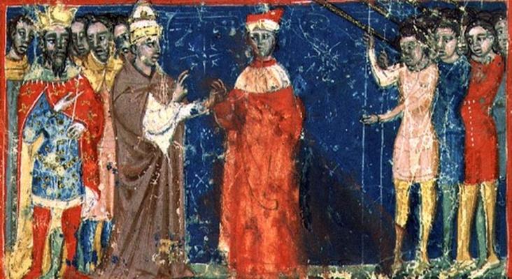 Codex Correr I 383 Doge Sebastiani Ziani receives a petition from Pope Alexander III (1159-81) and E von 