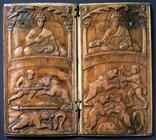 Consular diptych depicting officials presiding over bear-baiting, Roman (ivory)