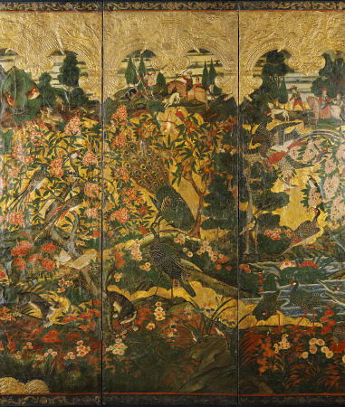 Detail From A Four-Panel Screen Depicting European Hunting Scenes von 