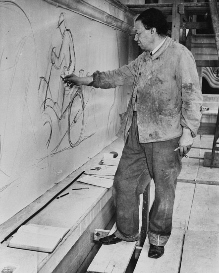 Diego Rivera working Detroit Industry Murals von 
