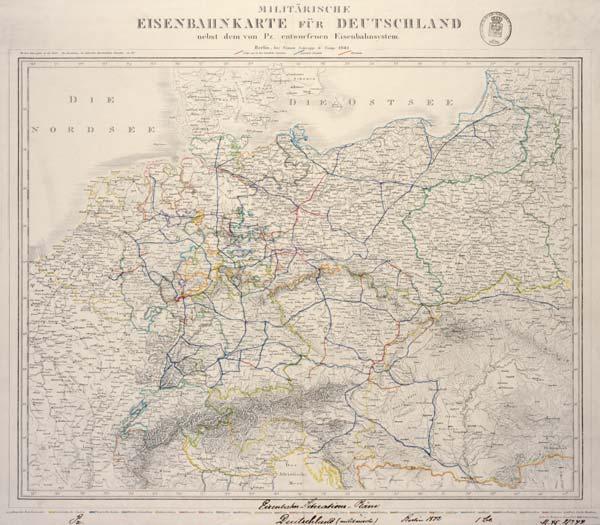 Eisenbahnkarte von Deutschland 1842