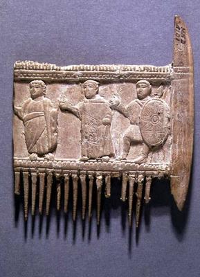 Fragment of a hair comb with relief depicting a religious ceremony, Greek (ivory) (for back see also von 