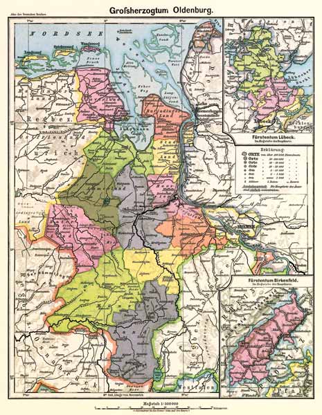 Großherzogtum Oldenburg, Landkarte 1902 von 