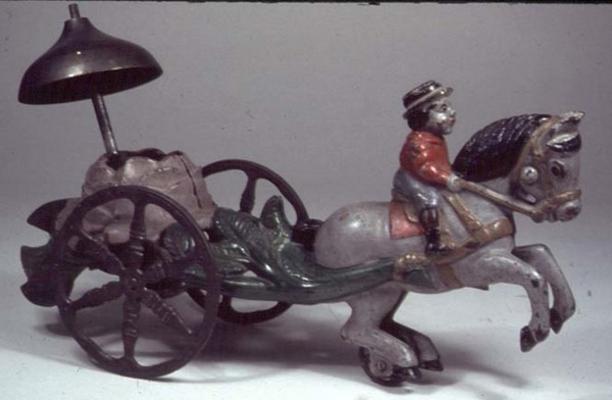 Grey horse pulling a chariot, c.1890 (cast iron) von 