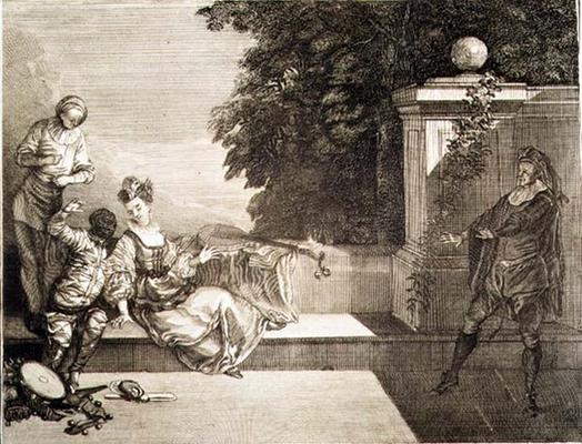 Harlequin in Love, 18th century (engraving) von 