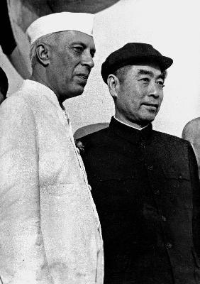 Indian Prime Minister Nehru with chinese Chu en Lai in New Delhi June 29, 1
