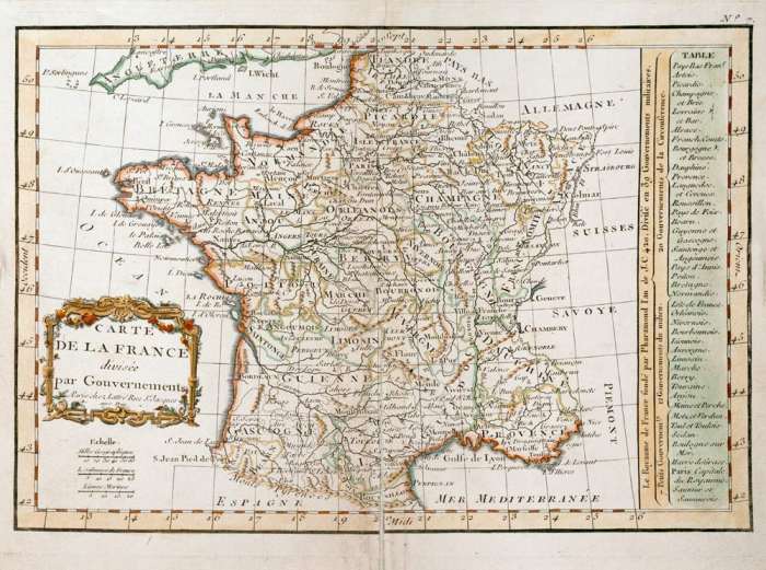 Landkarte von Frankreich, um 1780 von 