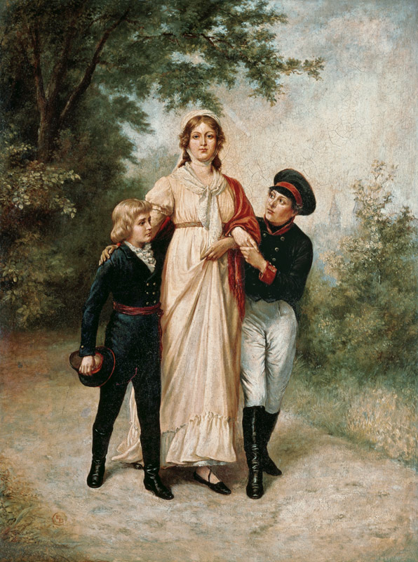 Luise von Preußen mit zwei Söhnen im Park  von 