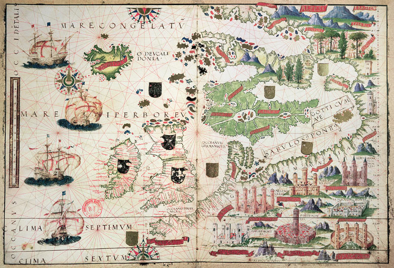 Map of Europe, from a facsimile of the ''Miller Atlas'' Pedro and Jorge Reinel, and Lopo Homem, made von 
