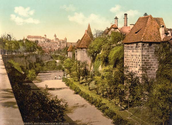 Nürnberg,Stadtmauer u. Burg von 