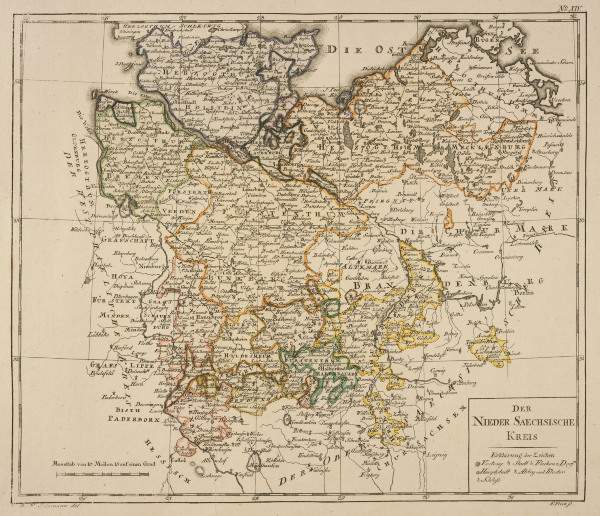 Niedersachsen, Landkarte um 1795 von 