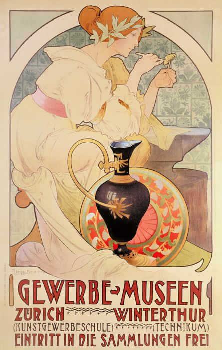 Poster Advertising the Gewerbe Museen, Zurich von 