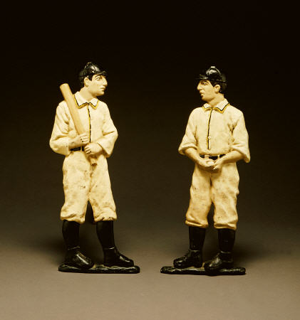 Pair Of Painted Cast Iron Baseball Player Andirons von 