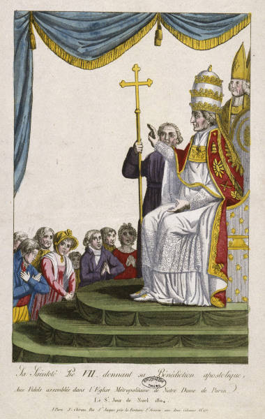 Papst Pius VII. segnet...1804 / Kupferst von 