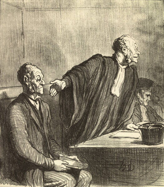Prozess, .. trompe par sa femme / Daumier von 