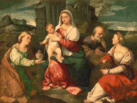Palma Vecchio, Maria mit Kind u. Hlgen.