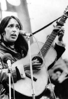 Protest Folk Singer Joan Baez performing in 1965