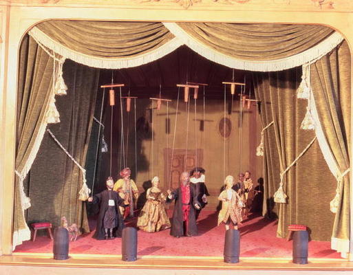 Puppet theatre with marionettes, 18th century (photo) von 