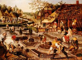 Spring: Gardeners, Sheep Shearers And Peasants Merrymaking