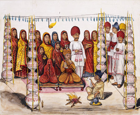 Scenes From A Marriage Ceremony: The Betrothal; Kutch School, Circa 1845 von 