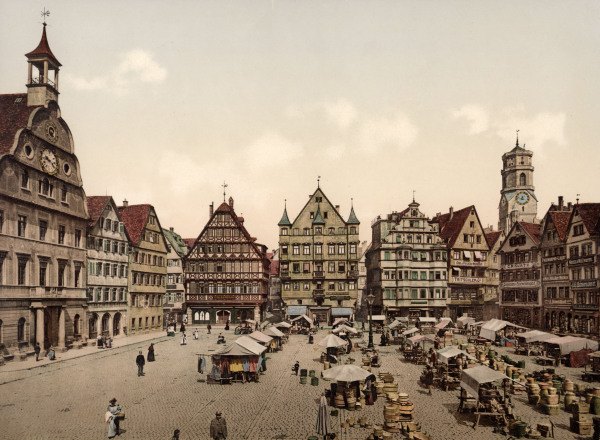 Stuttgart, Marktplatz um 1895 von 
