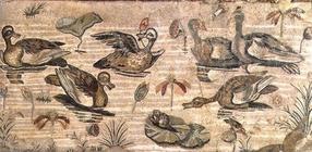 Scene of waterfowl on the Nile from the House of the Faun, Pompeii, 2nd century BC (mosaic) 17th