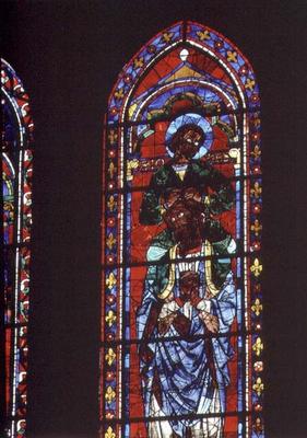 St. John the Evangelist riding the shoulders of Ezekiel, lancet window in the south transcept, c.121 von 