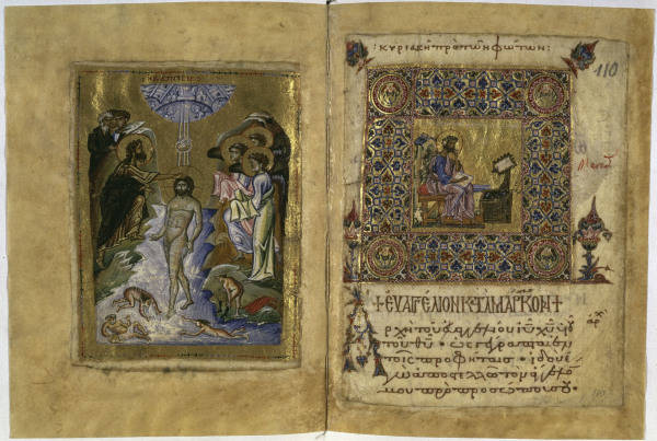 Taufe Christi / byzant.Buchmalerei von 
