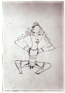The trombone sounds, 1921 (no 110) (oil transfer drawing on paper on carboard) (b/w photo)  1921