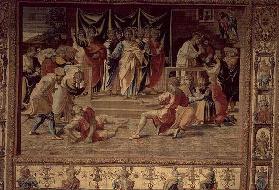 The Death of Anianus from the Brussels Tapestries, replicas of Raphael's Vatican series of the Acts C19th