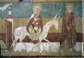 The Flight into Egypt, from the wall of the Choir, 12th-13th century (fresco) 15th