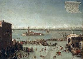 Venedig, Lagune zugefroren / Gem.1788