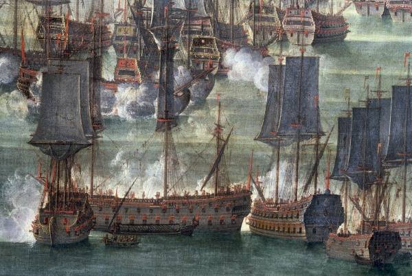 Venezian.u.tuerk.Flotte 1645-71 / Gemaelde von 