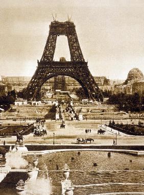 View from Chaillot palace of Eiffel tower built for world fair in 1889, here 2nd floor