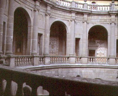 View of the upper portico, designed by Jacopo Vignola (1507-73) and his successors for Cardinal Ales von 