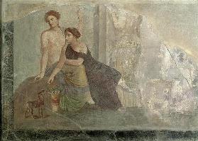 Women playing with a goat, Pompeii (mural painting) 18th
