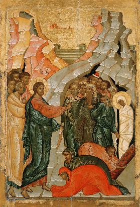 The Raising of Lazarus, Russian icon 15th centu