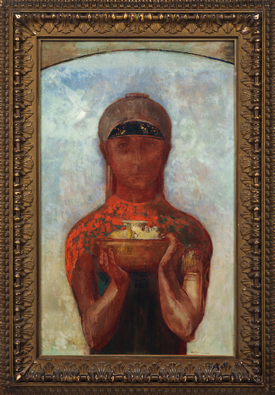 The Cup of Mystery, or Sibyl, c.1890 (oil on paper laid down on canvas) von Odilon Redon