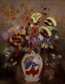 Dekorierter Krug mit Blumenstrauss. von Odilon Redon