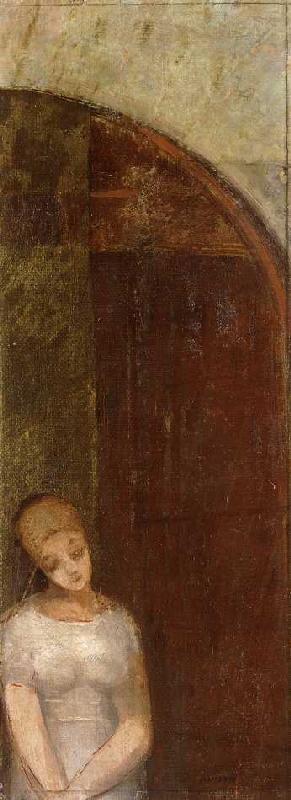 Junge Frau unter einem Bogen (Jeune femme sous une arche) von Odilon Redon